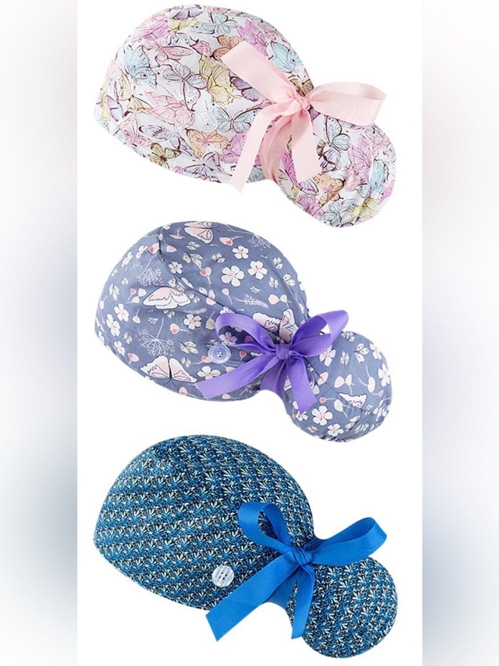 Scrub Cap Trio w/ ponytail pouch
